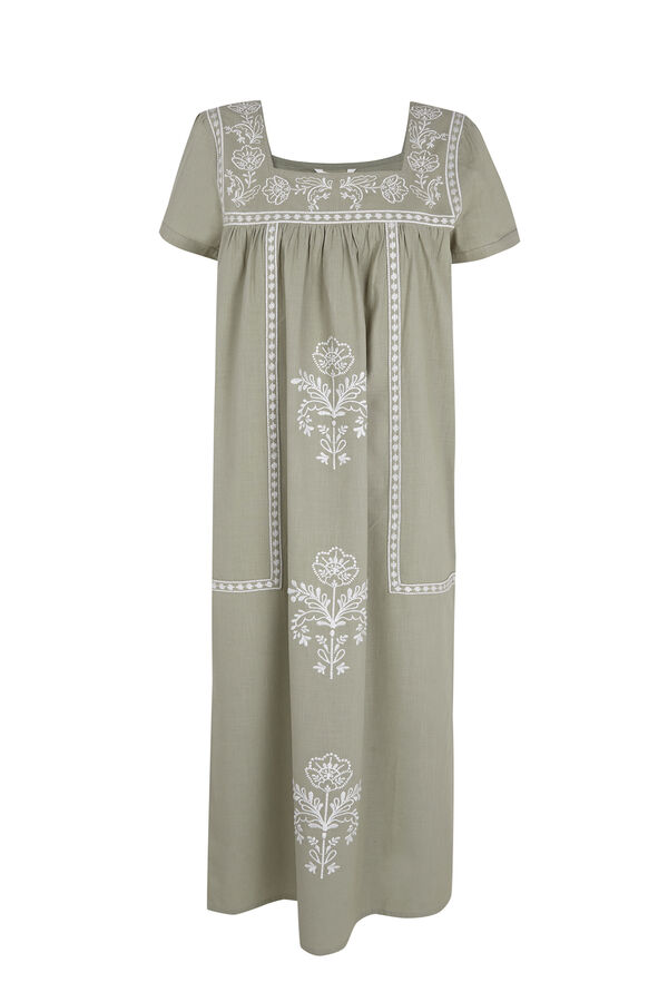 Cortefiel Floral embroidered dress Printed blue