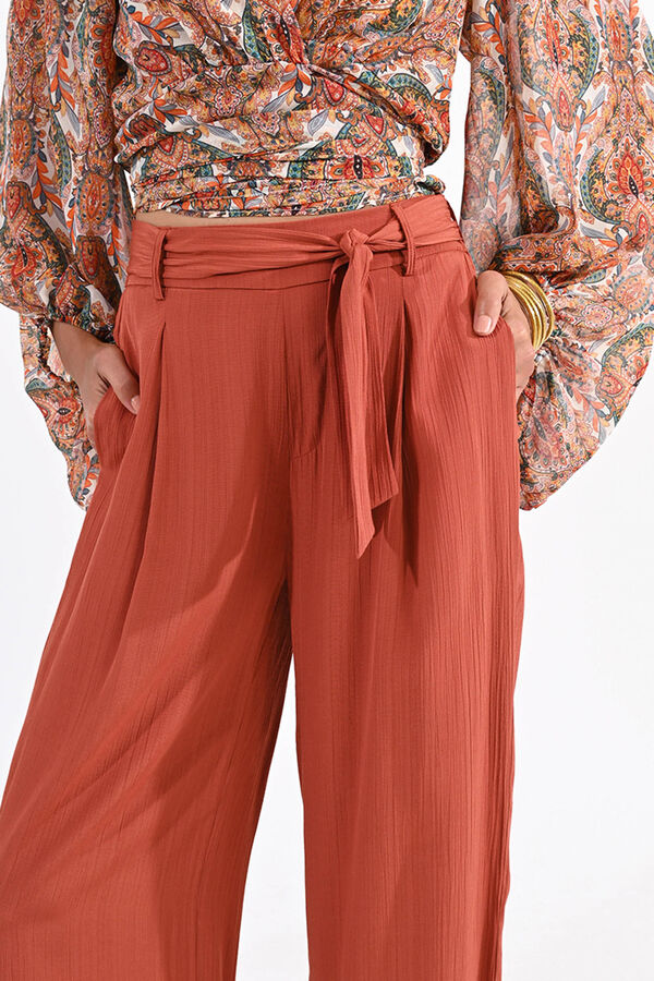 Cortefiel Women's pleated trousers with tie Orange