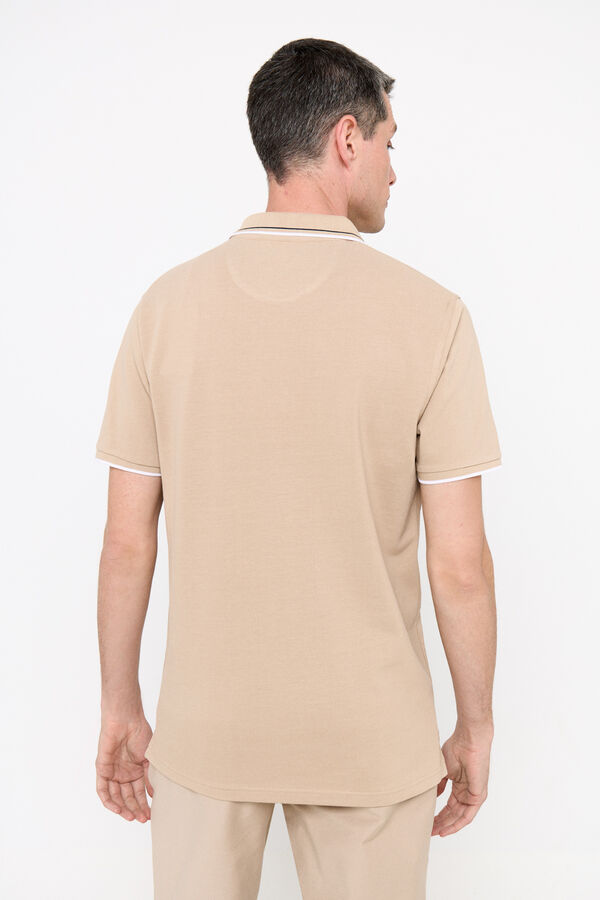 Cortefiel Piqué polo shirt with tipping Beige