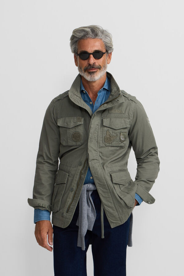 Silbon Casaco militar com manchas tingidas Verde