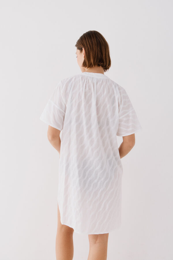 Cortefiel Short embroidered caftan White