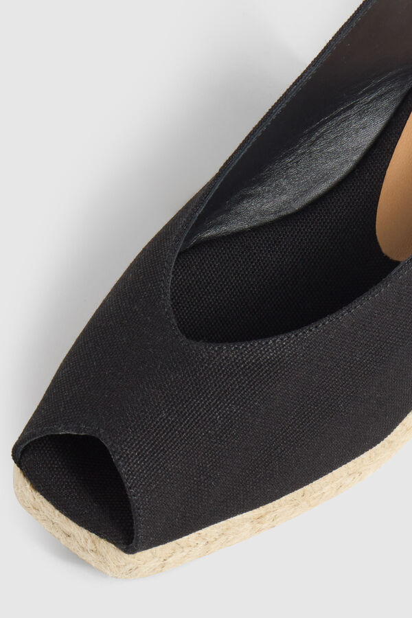 Casta&ntilde;er Alpercata cunha de juta natural Preto