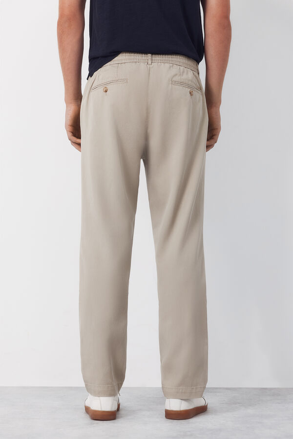 Cortefiel Tapered Tencel Cotton chinos Trousers Beige