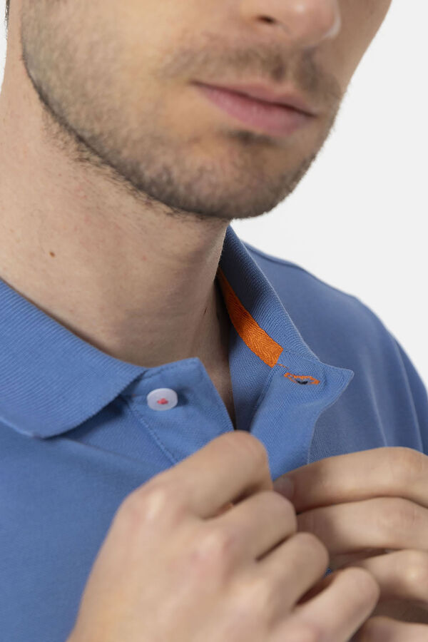 elPulpo Polo lavado bordados a contraste Azul
