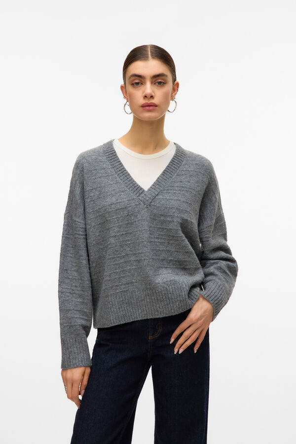 Vero Moda Camisola básico de malha Cinzento