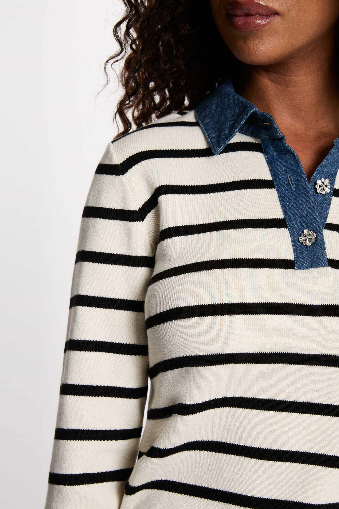 Morgan Jersey de rayas con cuello vuelto