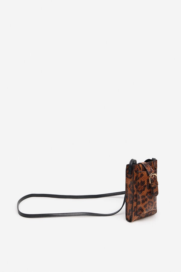Cortefiel Leopard print cell phone holder Printed brown