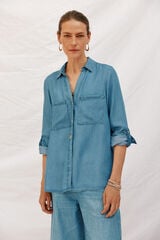 Cortefiel tencel denim shirt Blue