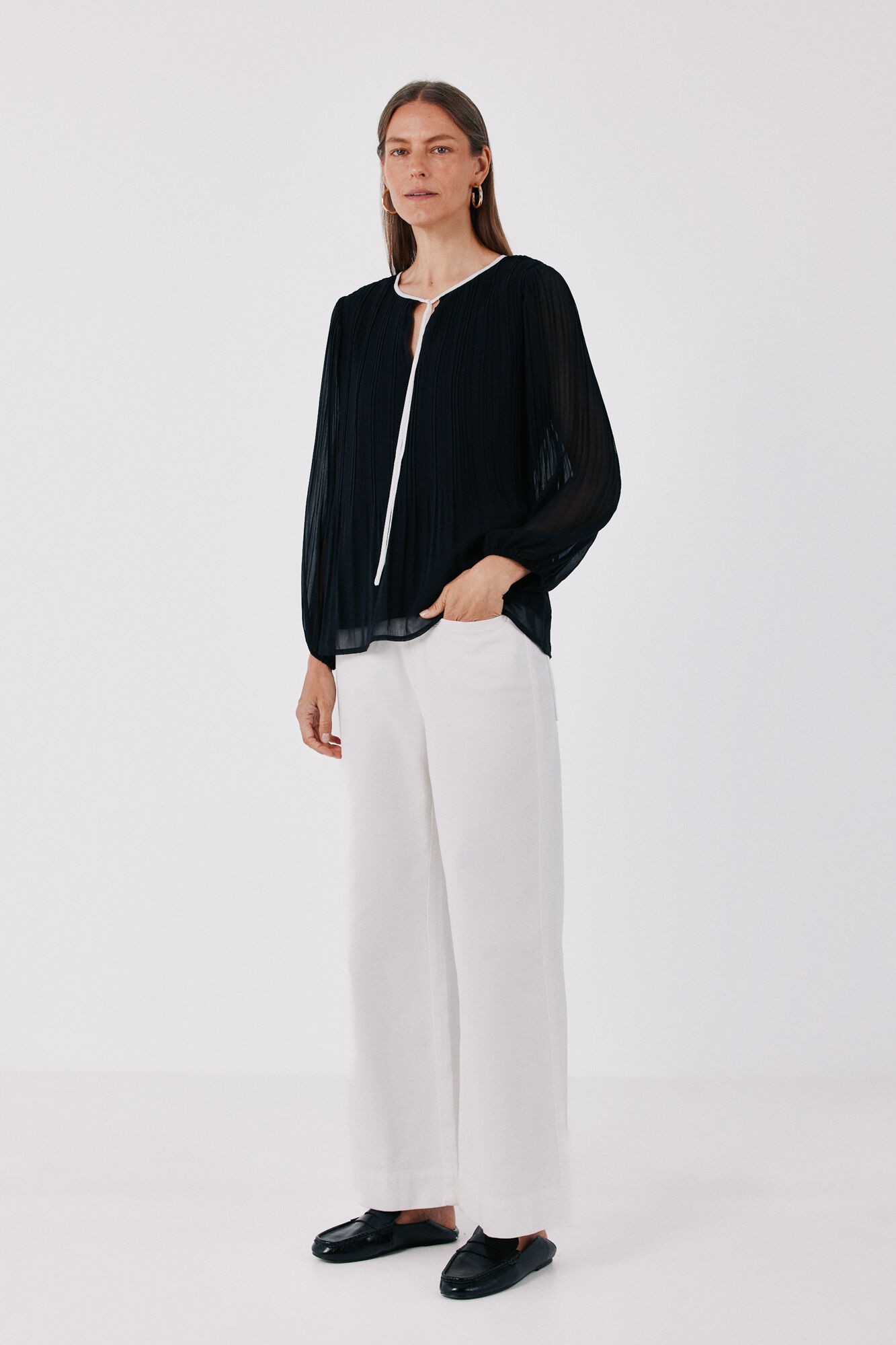 Cortefiel Pleated tie blouse