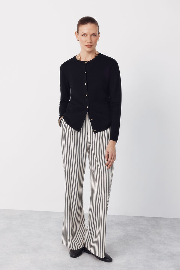 Cortefiel Jersey-knit basic jacket Black