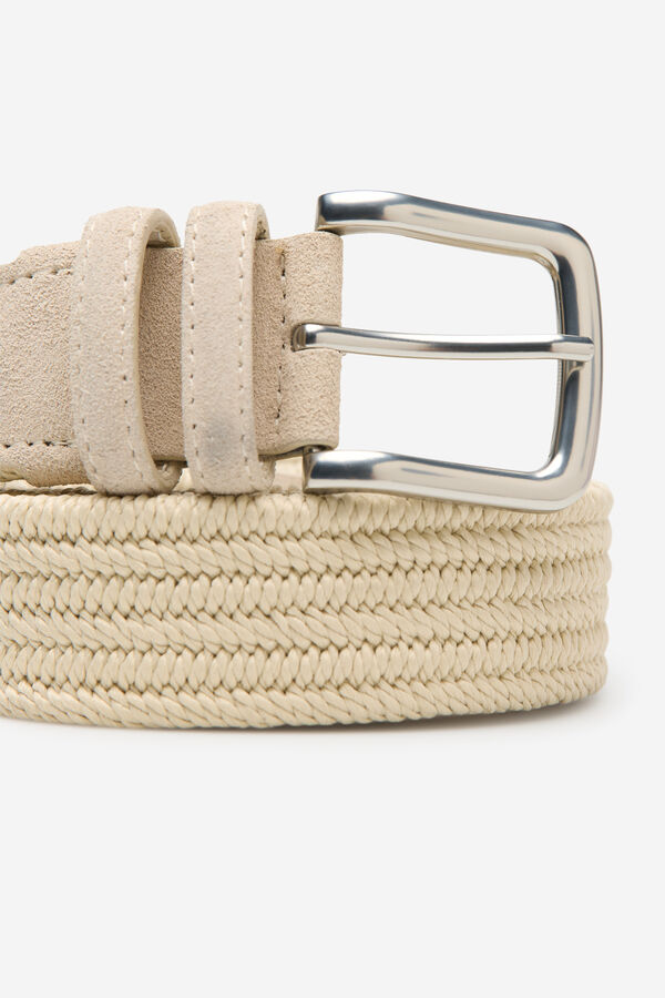 Cortefiel Elastic braided belt Beige