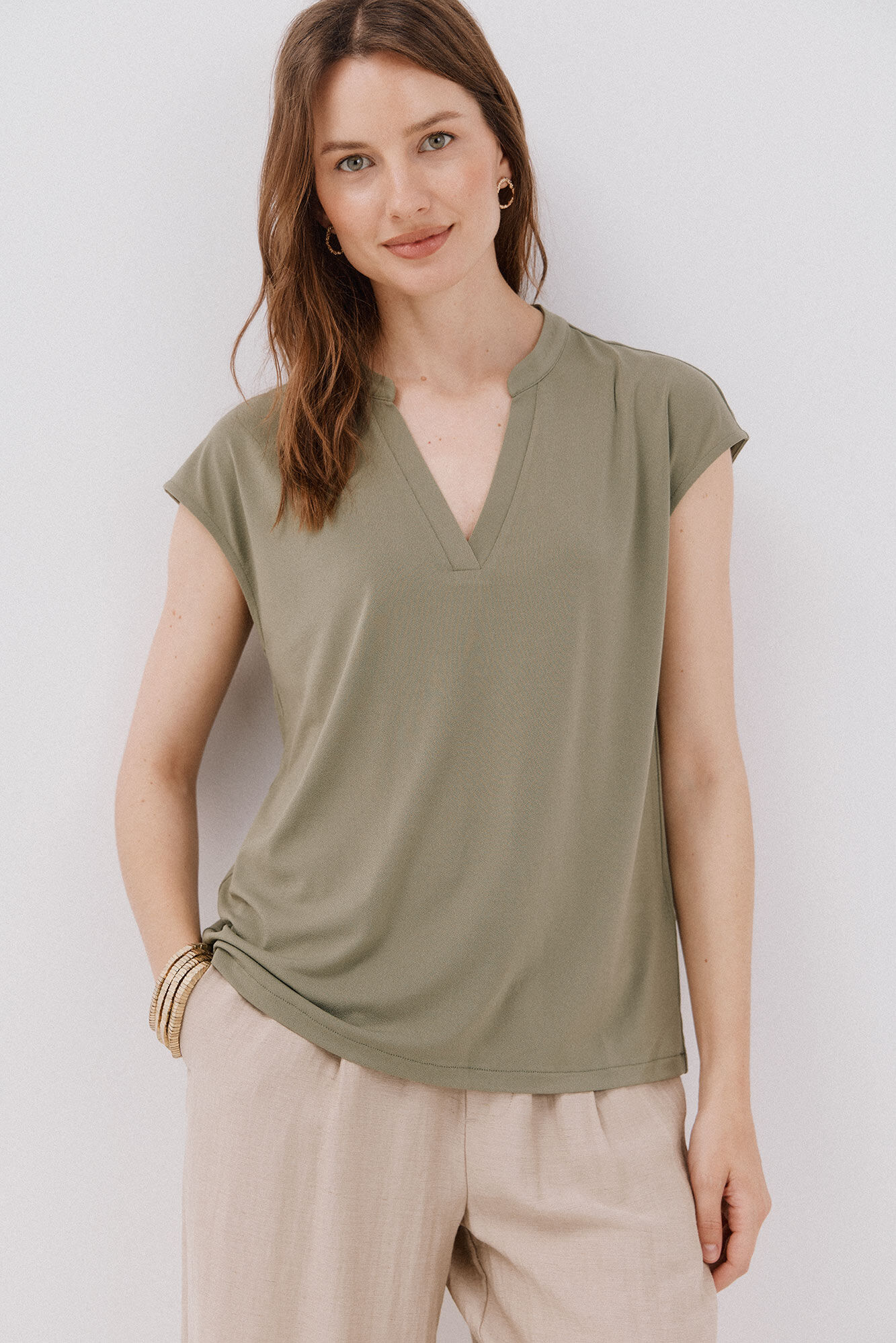 Cortefiel Basic mandarin collar t-shirt denied