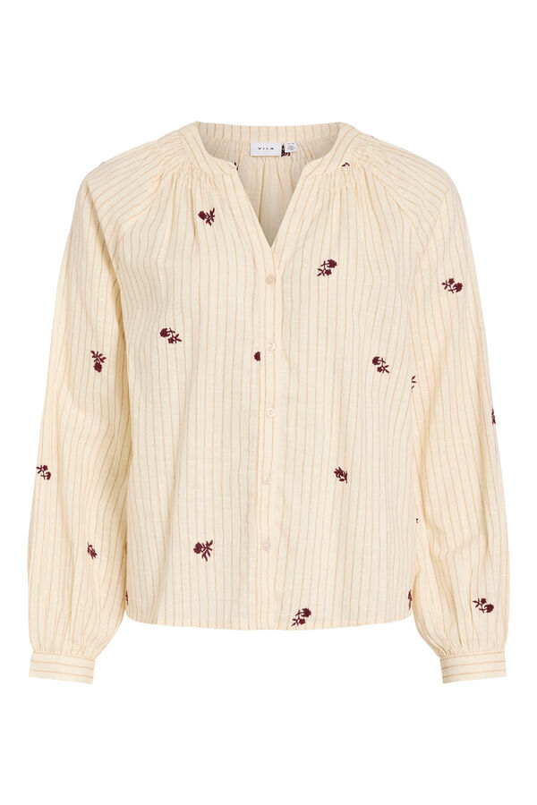 Vila Blusa fluida com bordados florais Tostado