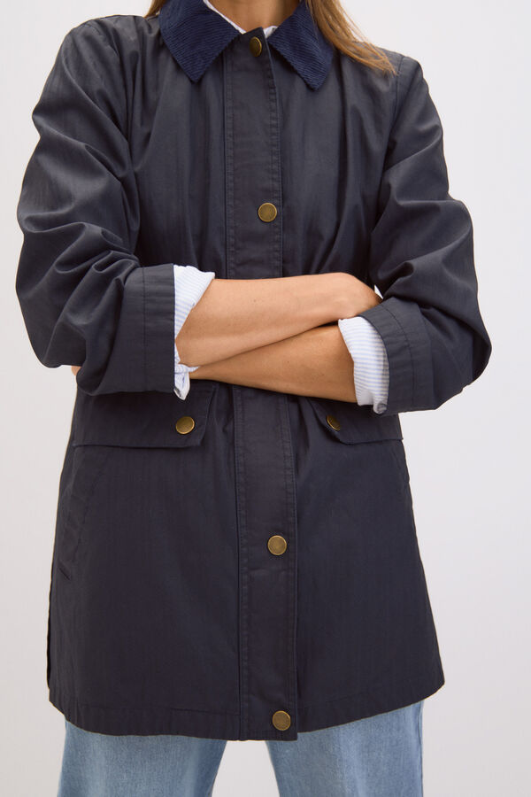 Cortefiel Long waxed coat Navy