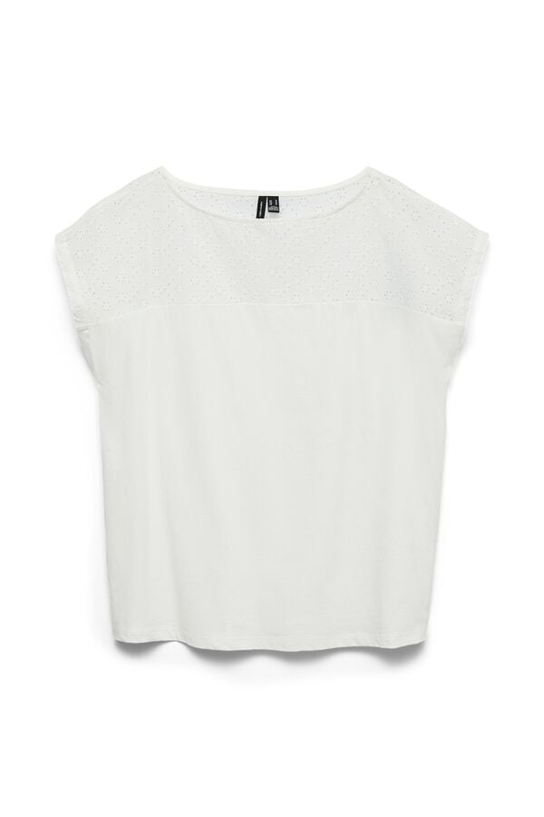 Vero Moda Top de manga curta com detalhes vazados Branco