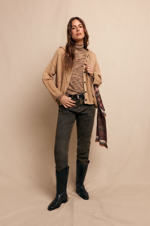 Slowlove Chaqueta capucha punto Beige