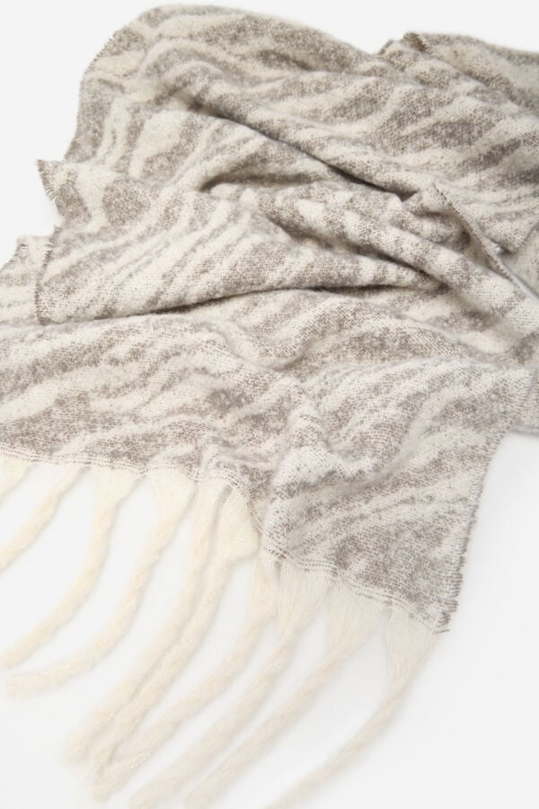 Cortefiel Zebra print scarf Printed white