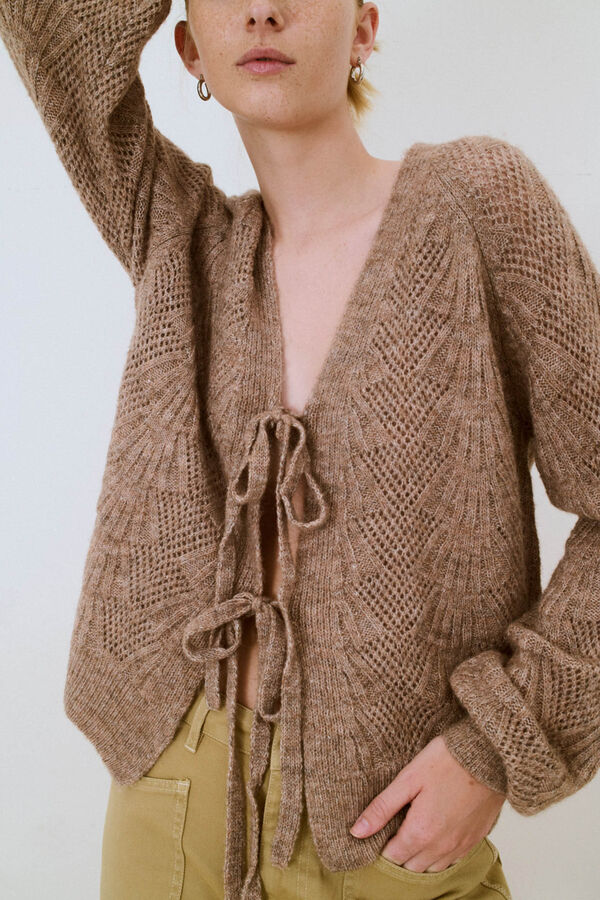 Cortefiel Lool cardigan with bows Brown