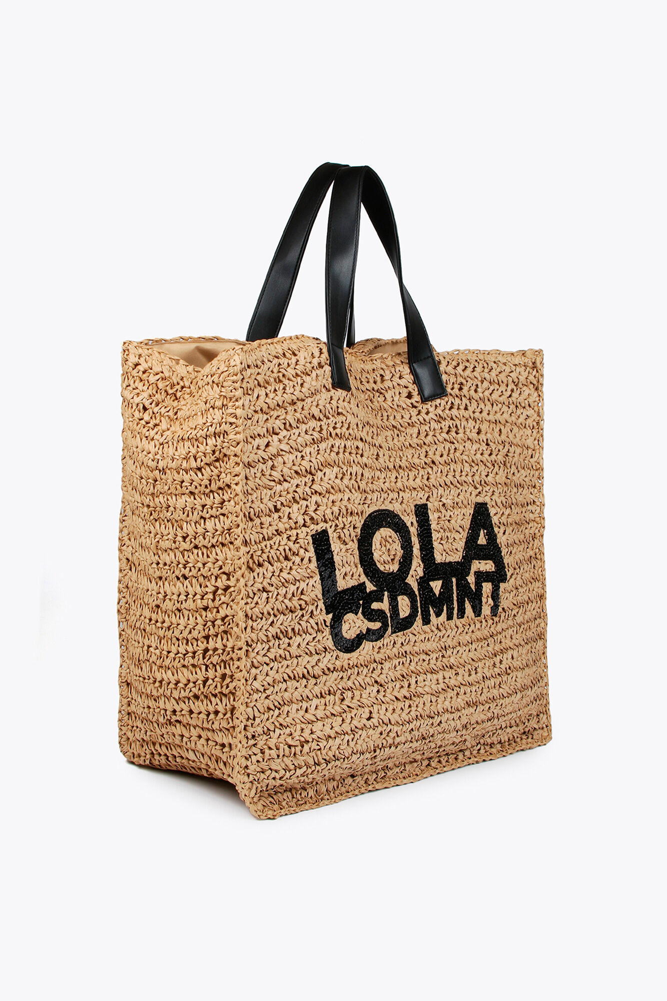 Lola Casademunt Bolsa efeito r&aacute;fia com logo brilhante