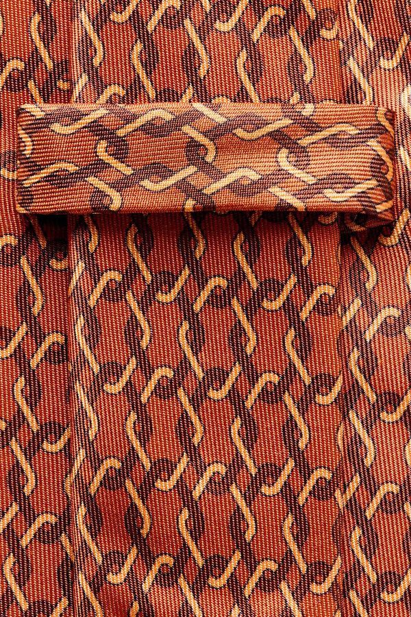 Selected Corbata con print 100% seda Rojo