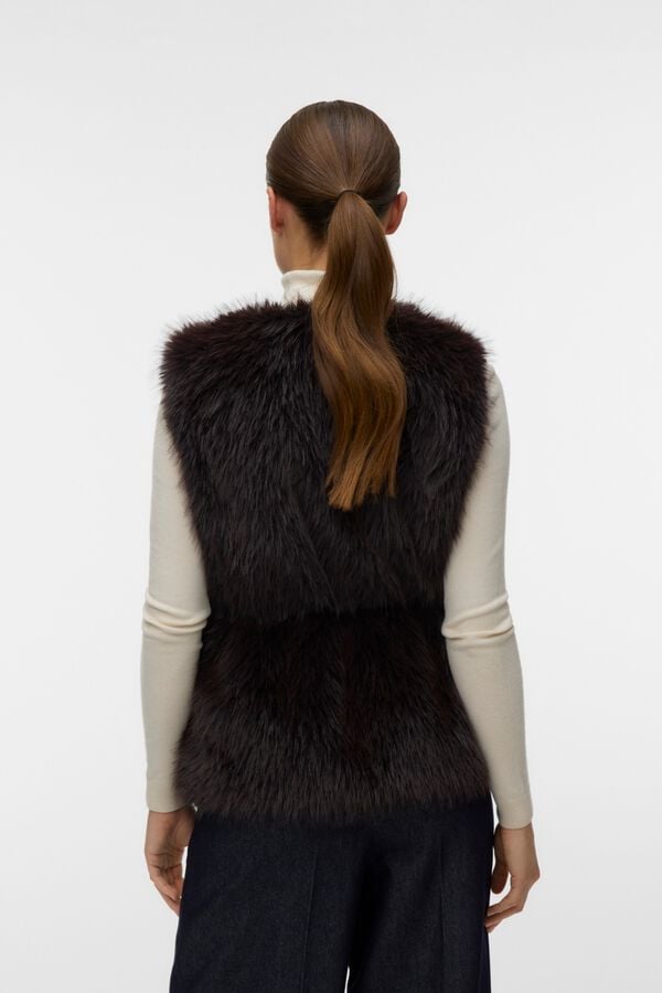 Vero Moda Colete de pelo com cinto Castanho
