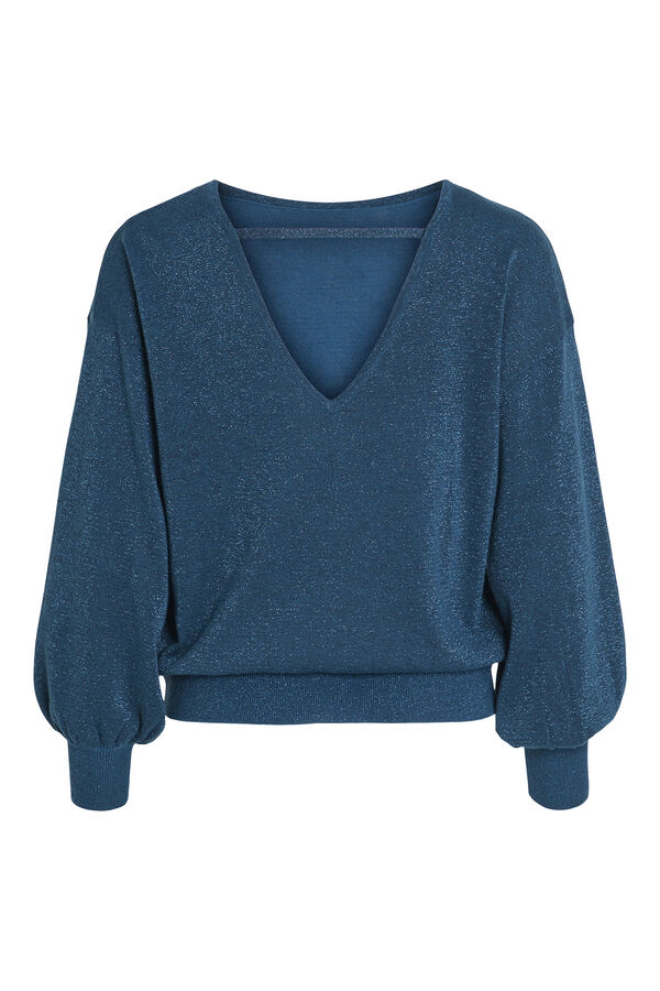 Vila Long sleeve jumper with open back Turquoise