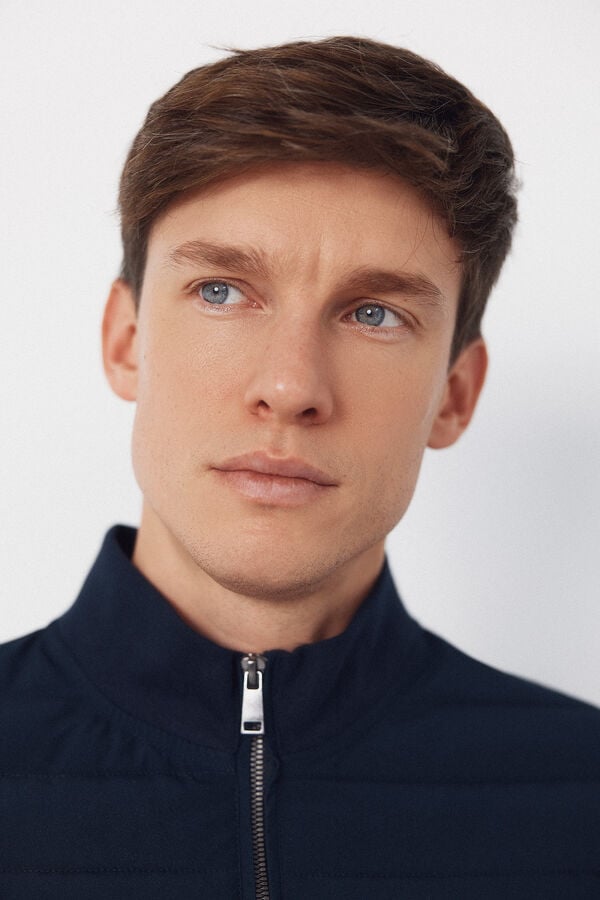 Cortefiel Cardig&atilde; de tecido combinada Azul