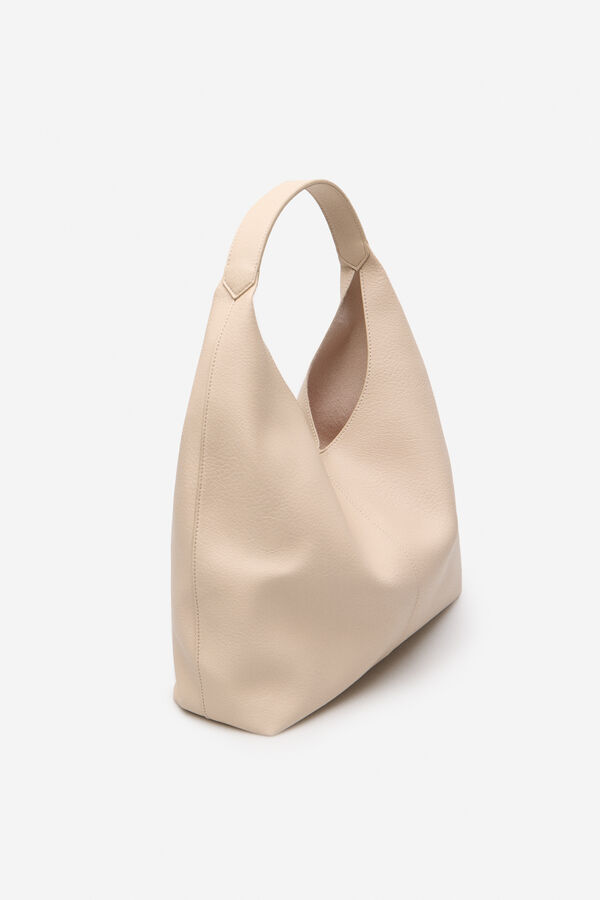 Cortefiel Mala hobo de pele Ecru