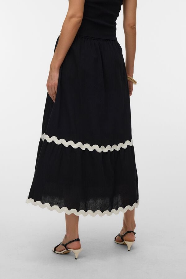 Vero Moda Embroidered detail long skirt Black