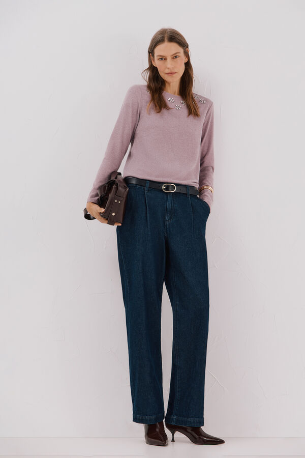 Cortefiel Rhinestone detail t-shirt Lilac