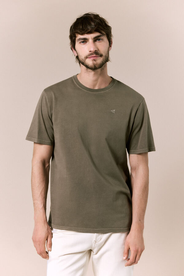 OOTO T-shirt b&aacute;sica lavada Verde