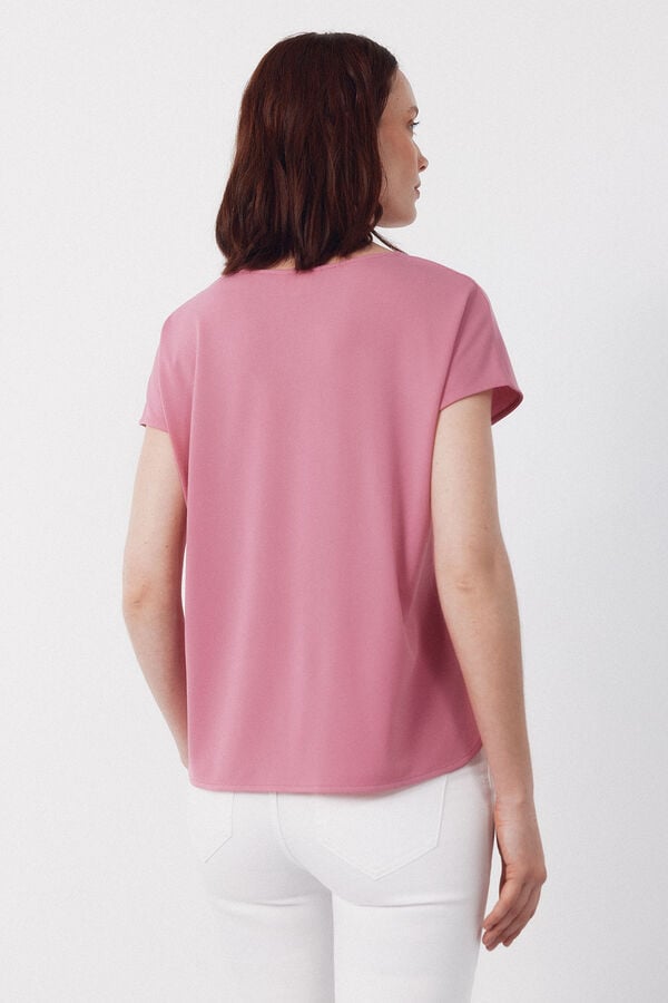Cortefiel V- buttons neckline v Pink