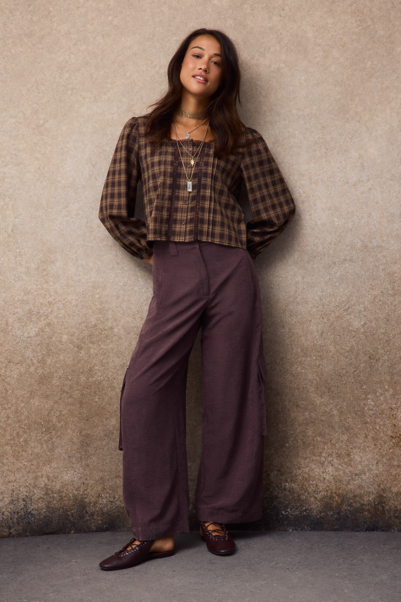Slowlove Satin-finish cargo trousers