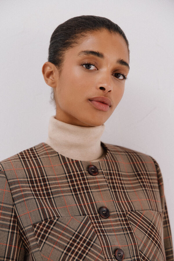 Cortefiel Checkered jacket Nude