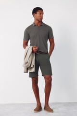 Cortefiel Plain slub polo shirt Kaki