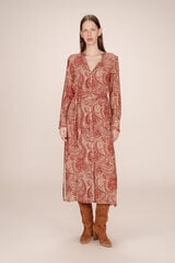 Grace & Mila Vestido longo com estampado de motivos boêmios Vermelho