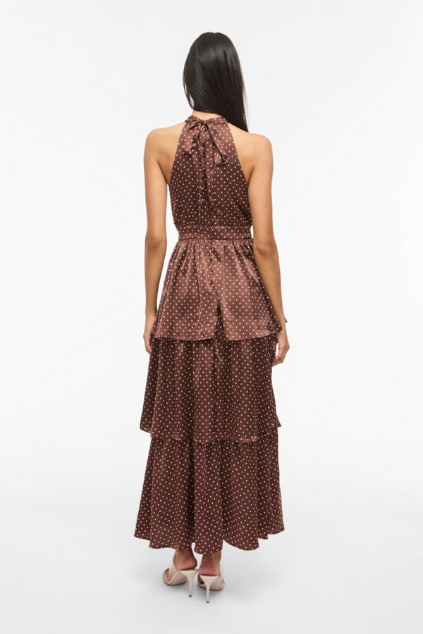 Vila Vestido de festa comprido de bolinhas Castanho