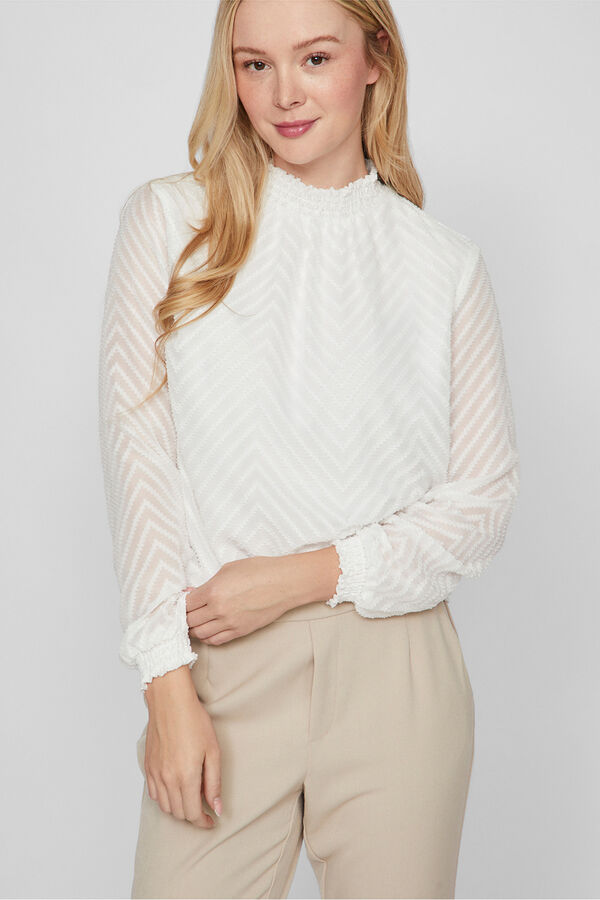 Vila Blusa de manga comprida com gola alta Branco