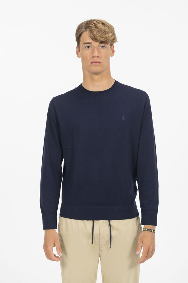elPulpo Round neck jersey with logo mix  Navy