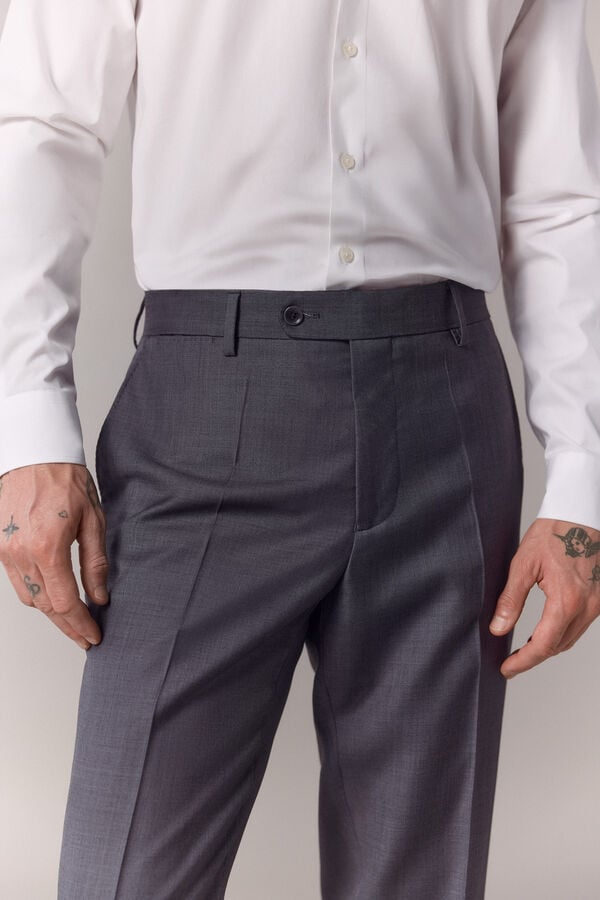 OOTO Cal&ccedil;a de fato de sarja Cinzento