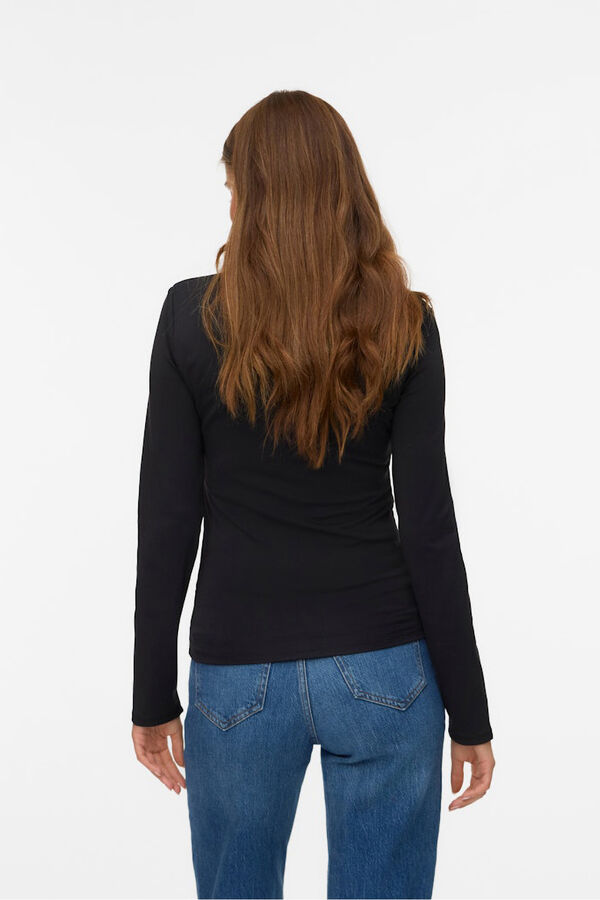 Vero Moda Long sleeve neckline square-neck top Black