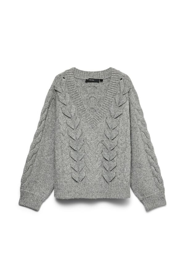 Vero Moda Camisola de oitos com decote em bico Cinzento