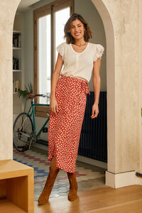 Cortefiel Midi skirt in red Red