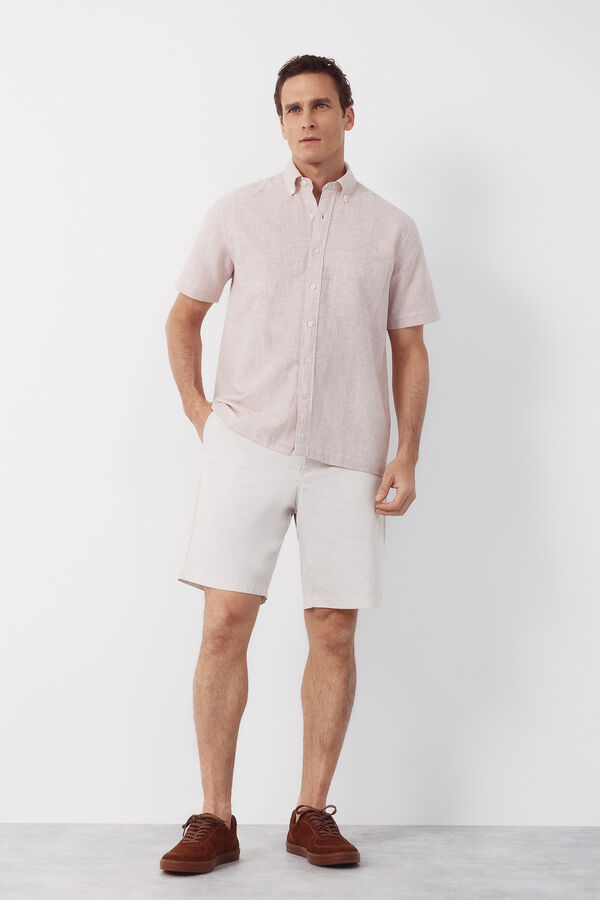Cortefiel Lightweight regular Bermuda shorts Ivory
