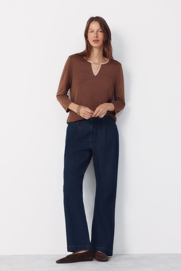 Cortefiel Top teardrop contrast Dark brown