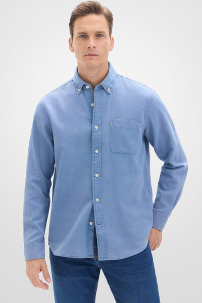 Cortefiel Denim shirt Blue