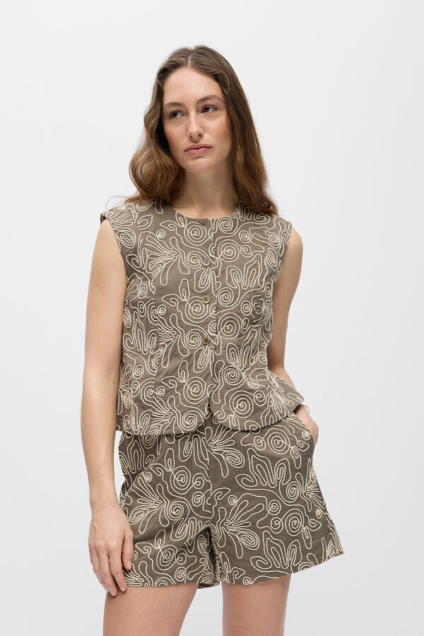 Object Colete em malha bordado Tostado