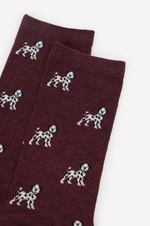 Cortefiel Dalmatian long sock Maroon