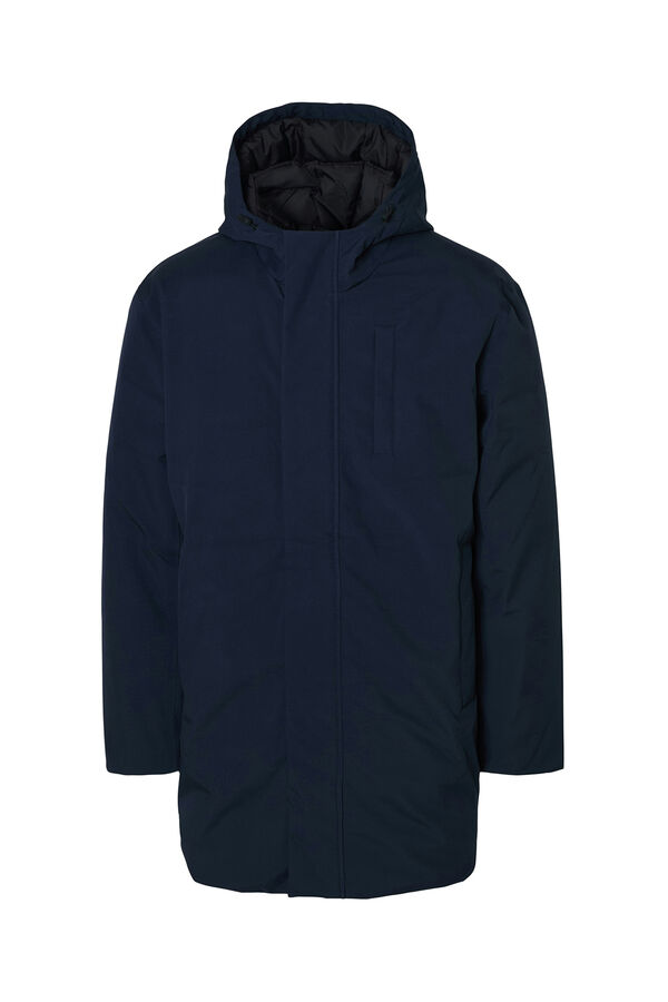 Selected Parka impermeável com capuz Azul