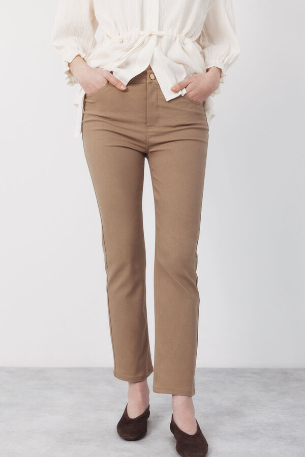 Cortefiel Skinny trousers with zips Beige
